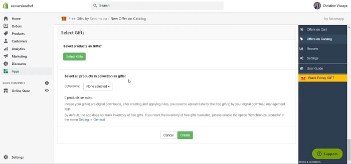 Create an Offer on Catlog in Shopify