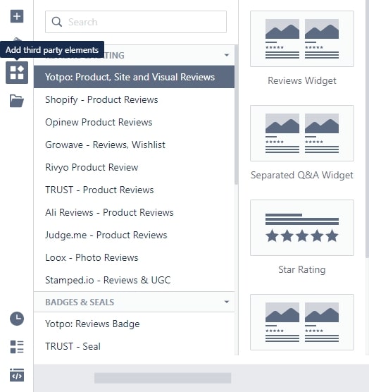 How to add third party elements in Shopify 