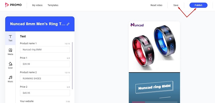 Publish video using Promo on your e-store