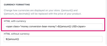 pasting html with currency formatting code in auto multi currency app