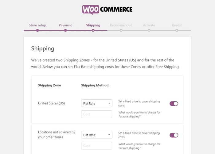 correct settings for woocommerce shipping  