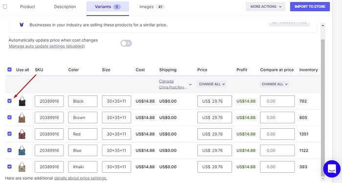 how to set product prices in Oberlo Shopify app 