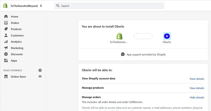 integrate oberlo chrome extension with shopify 