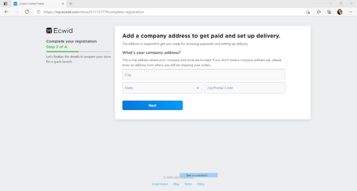 add company address and set up delivery