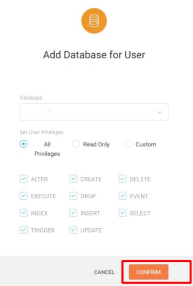 add database for user in siteground