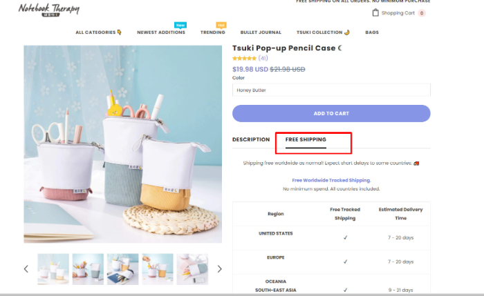 add free shipping to product page in shopify