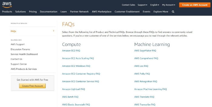 amazon web service frequently asked questions