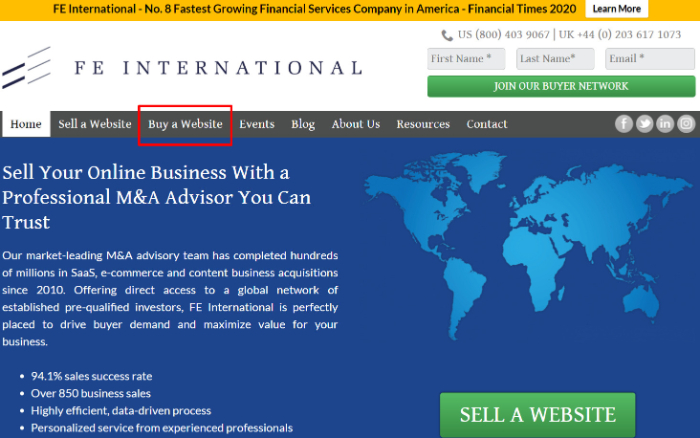 buy a website on fe international