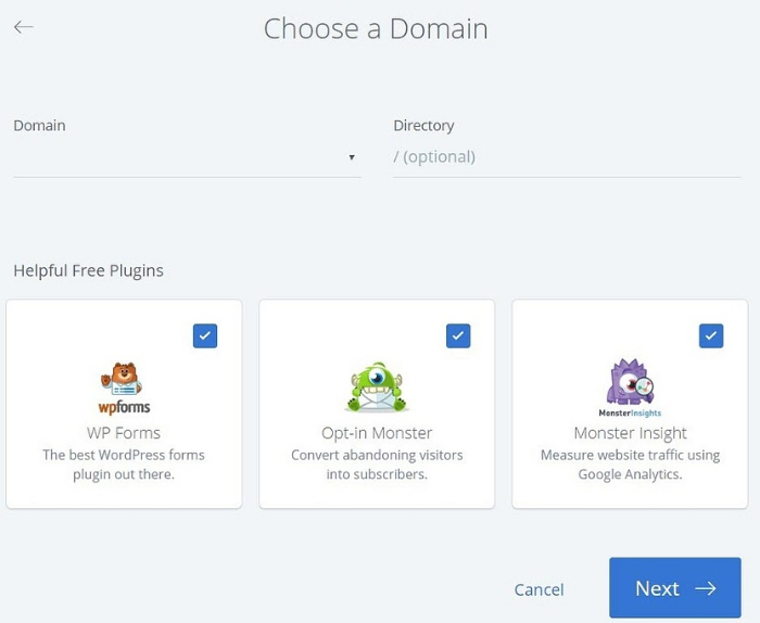 choose a domain name from bluehost