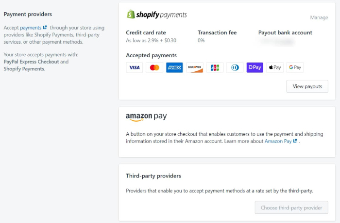 choose shopify payment option