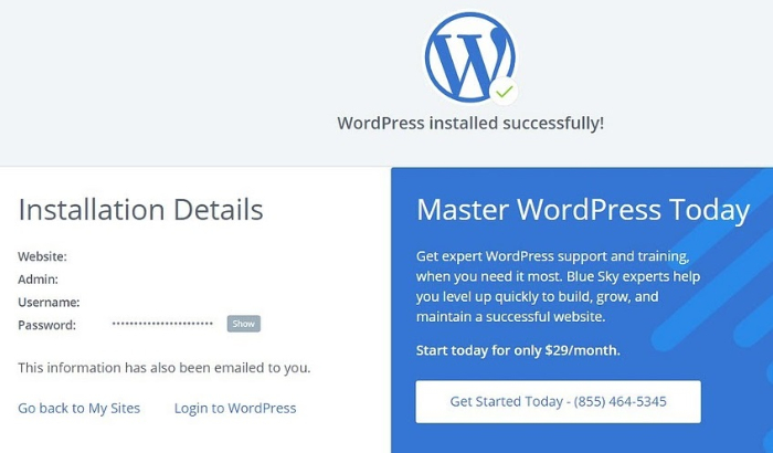 complete wordpress installation with bluehost