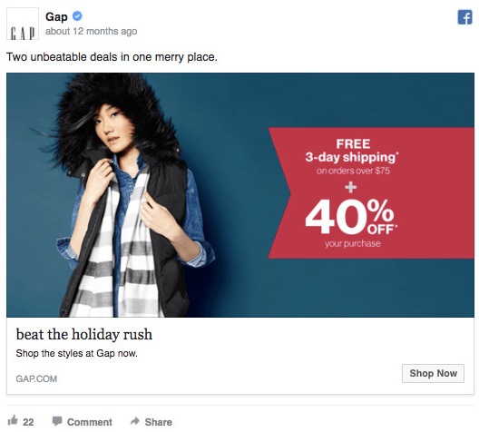 dropshipping facebook ad discount example