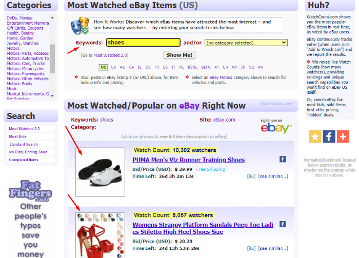 ebay watch count on products example