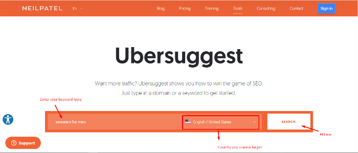 how to do keyword research for dropshipping with ubersuggest