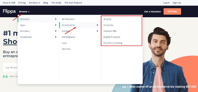how to find ecommerce business for sale on flippa