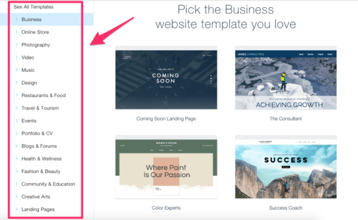 how to pick a wix template correctly 
