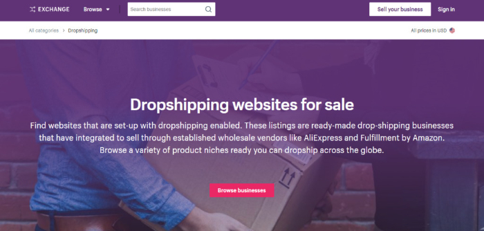 how to sell a dropshipping store on exchange marketplace