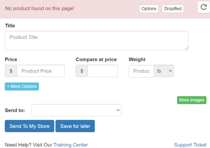 importing a product using dropified