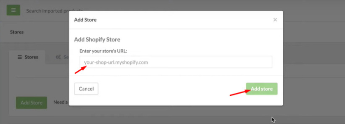 input shopify url to dropified