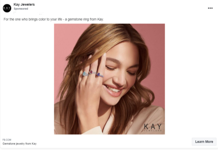 kay jewelers facebook ad example
