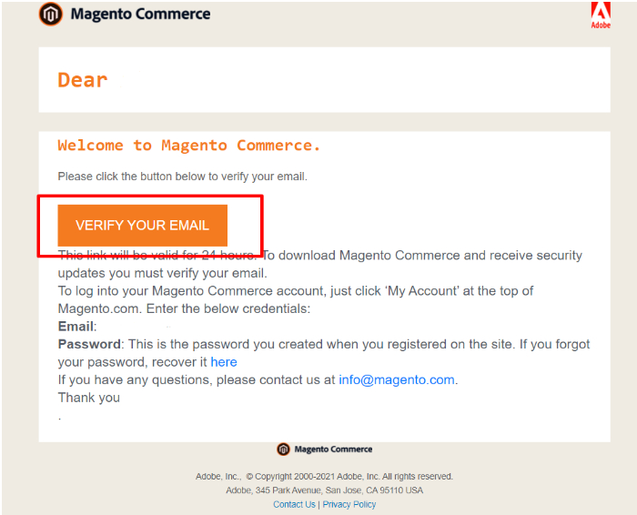 magento commerce verfication