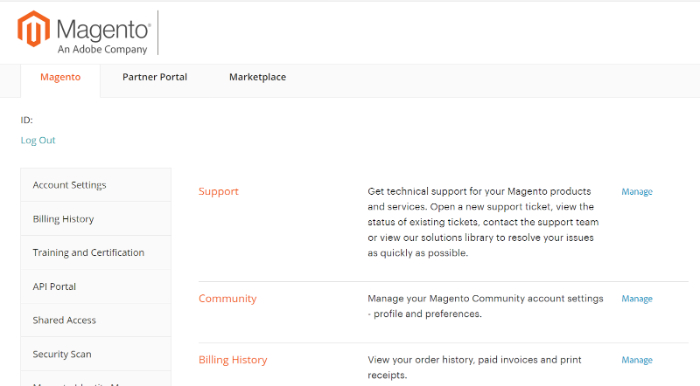 magento dashboard