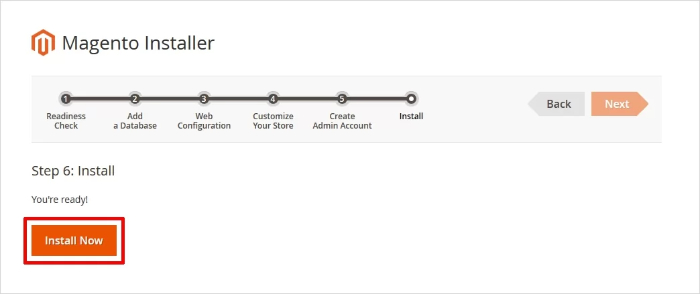 magento final installation