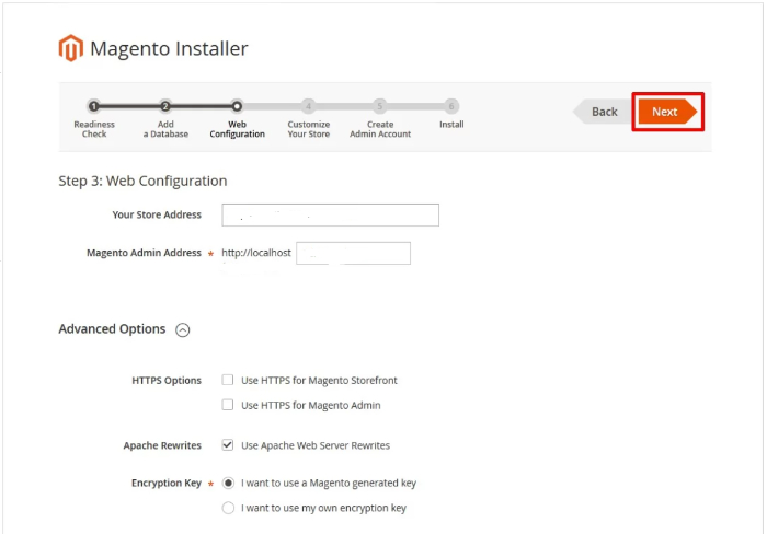 magento web configuration