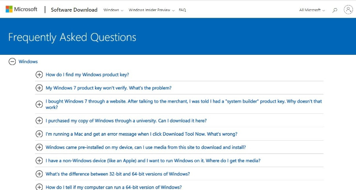 microsoft faq page