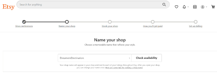 naming your etsy store 
