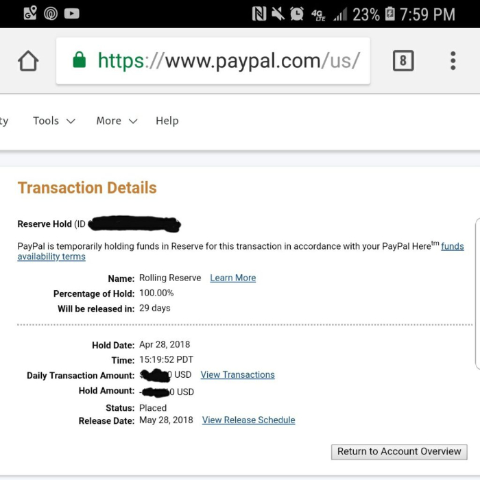 paypal payment on hold during dropshipping