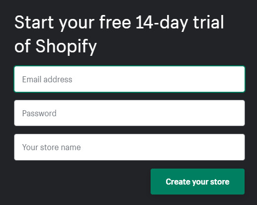 registering on shopify