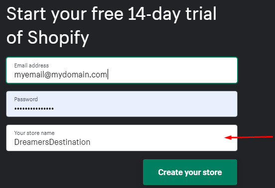 registering shopify