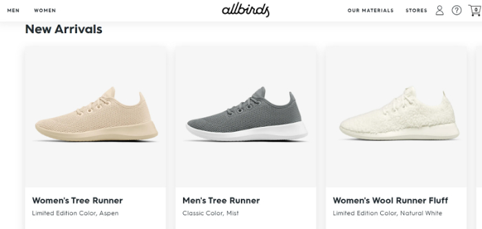 shoes store example for shopify