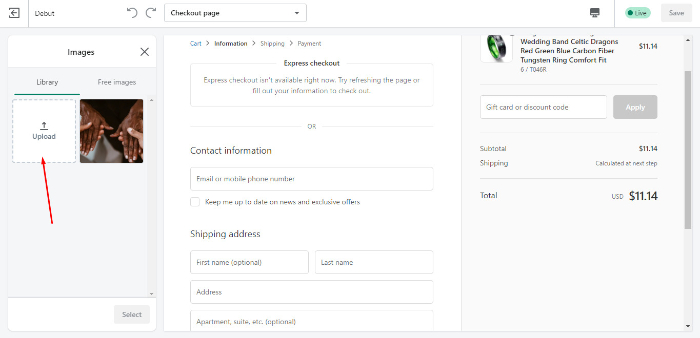shopify checkout pages designing