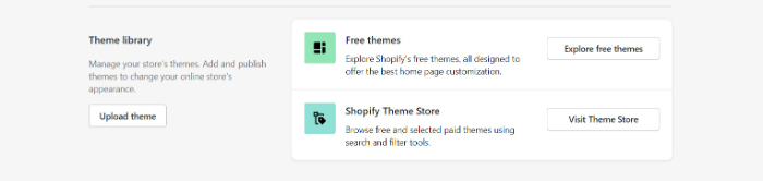 choose theme to set up Shopify store from library 