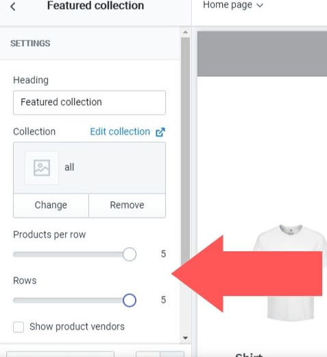 adjust products per row and column