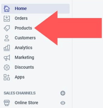 click on products from left sidebar