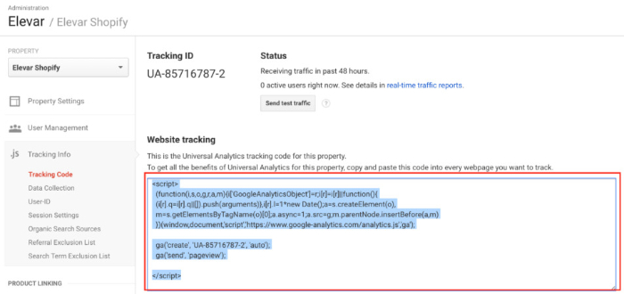 copy tracking code for google tag manager shopify integration