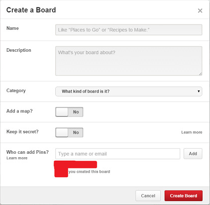 create a board on pinterest