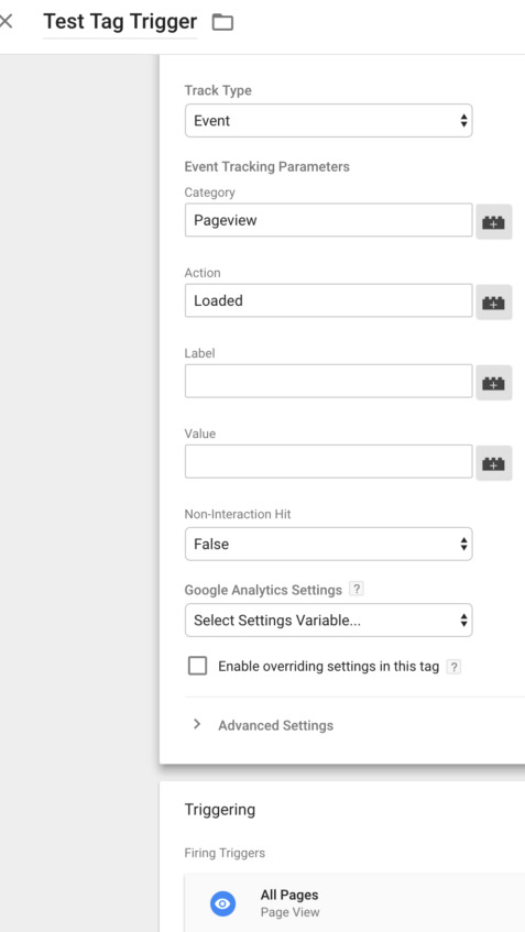 create test tag tracker in gtm suite app