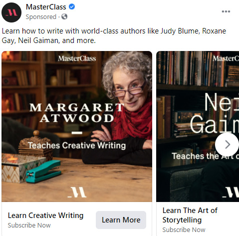 facebook carousel ad example