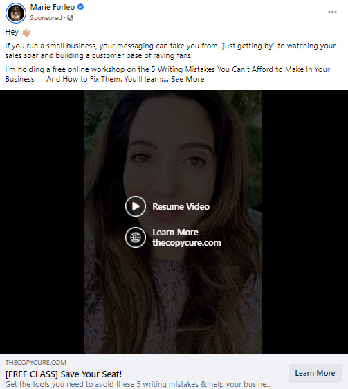 facebook video ad example