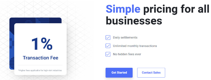 fees and pricing table of bitpay