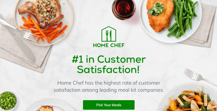 home chef landing page example