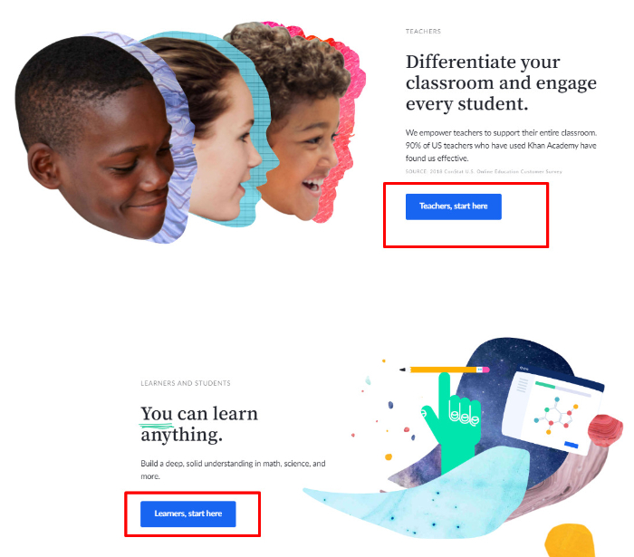 kand academy landing page navigability