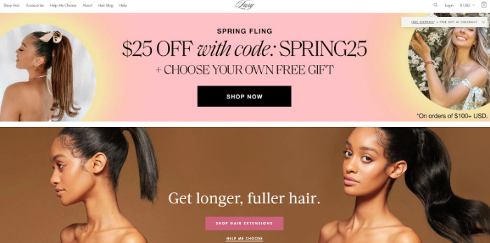 luxy hair eCommerce store example