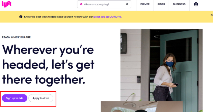 lyft landing page example