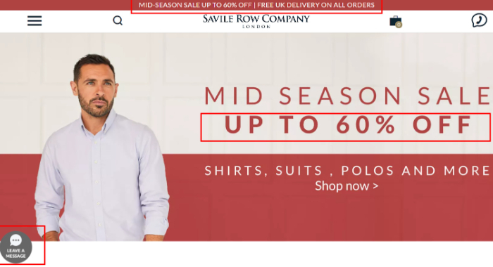 savile row company landing page