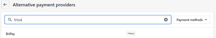 select bitpay as your payment option on shopify